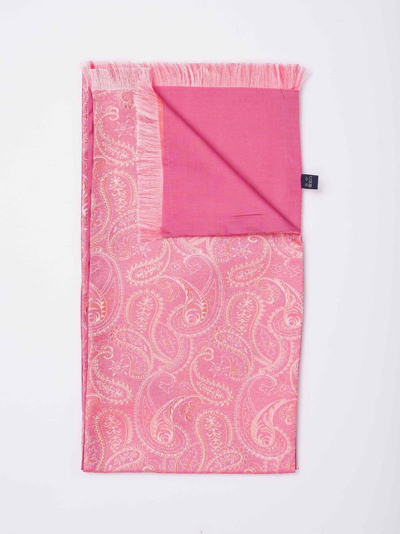 Pink Paisley Reversible Stole & Pocket Square Set - TOSSIDO
