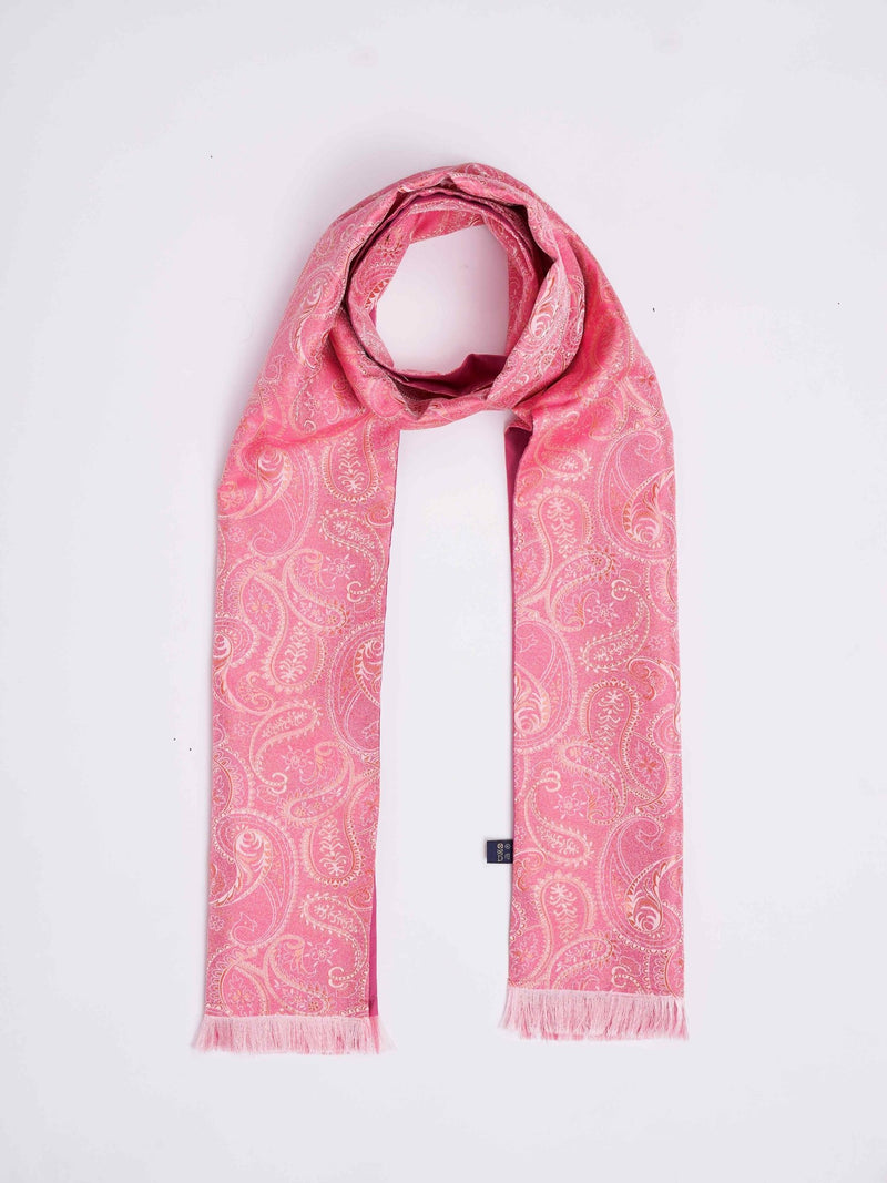 Pink Paisley Reversible Stole & Pocket Square Set - TOSSIDO