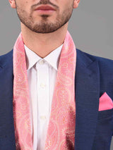 Pink Paisley Reversible Stole & Pocket Square Set - TOSSIDO