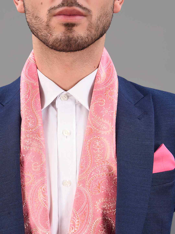 Pink Paisley Reversible Stole & Pocket Square Set - TOSSIDO