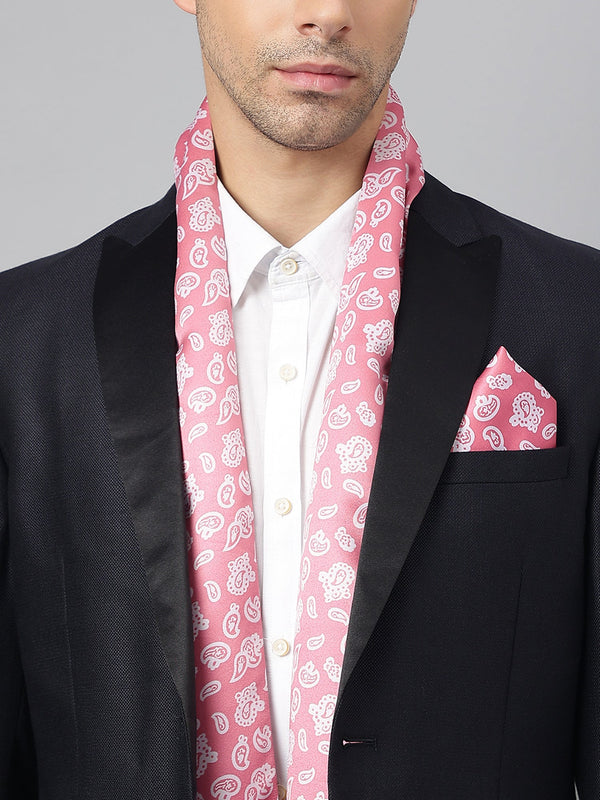 Pink Paisley Stole & Pocket Square Set - TOSSIDO