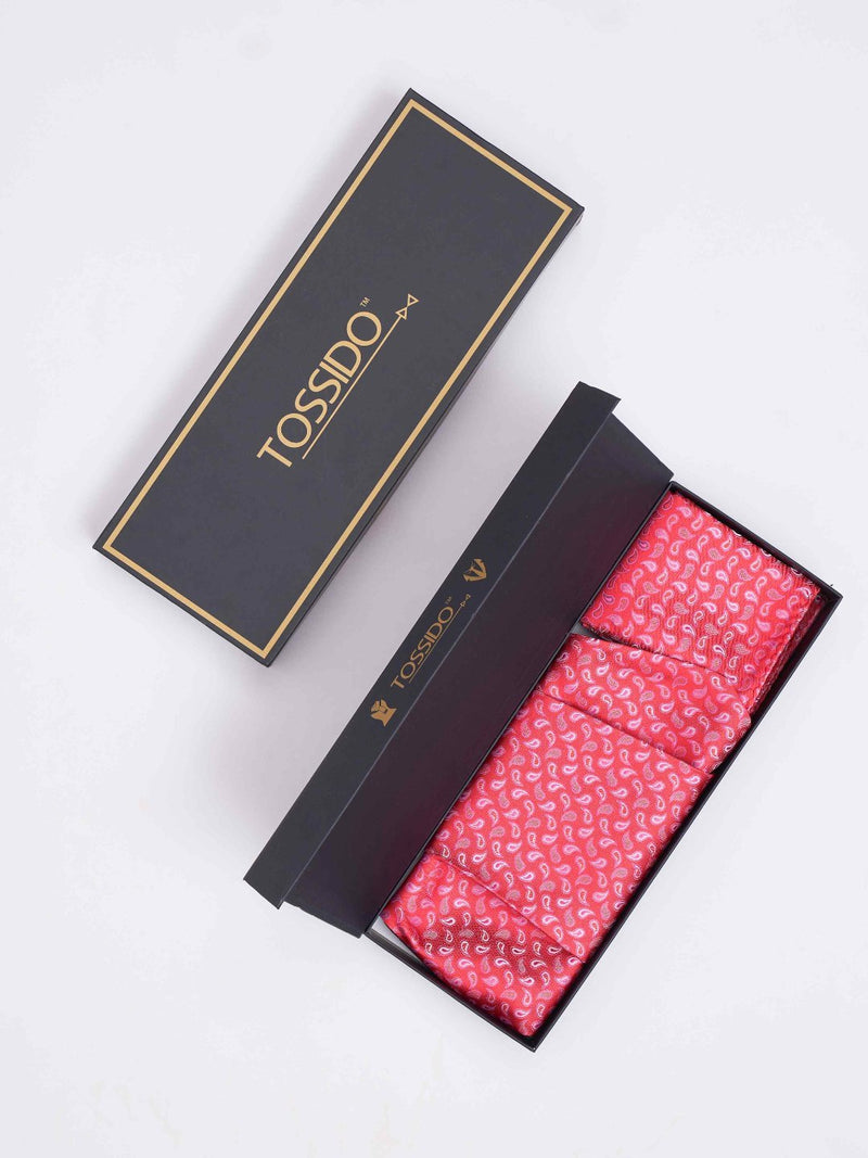 Pink Paisley Woven Cravat & Pocket Square Set - TOSSIDO
