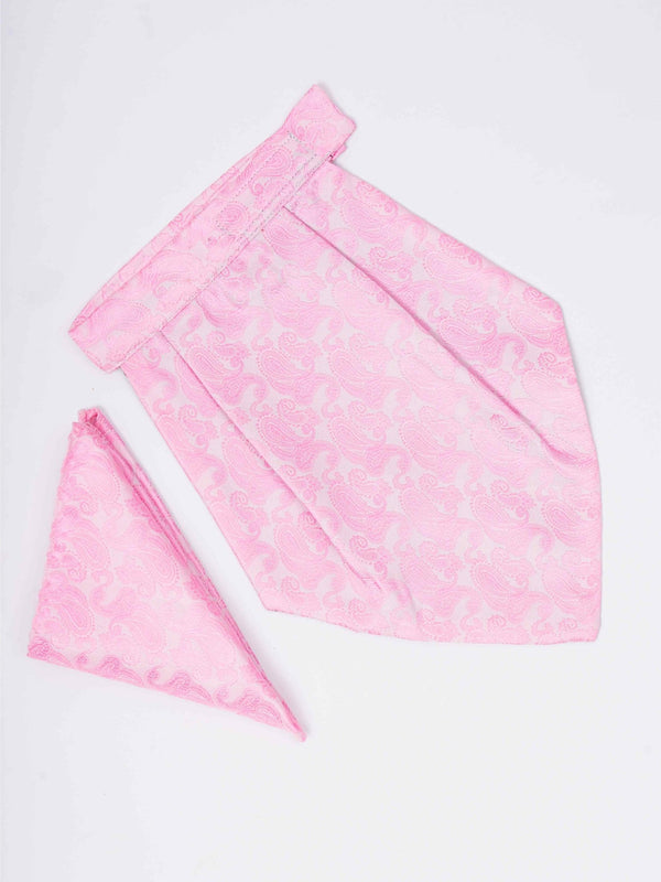 Pink Paisley Woven Cravat & Pocket Square Set - TOSSIDO