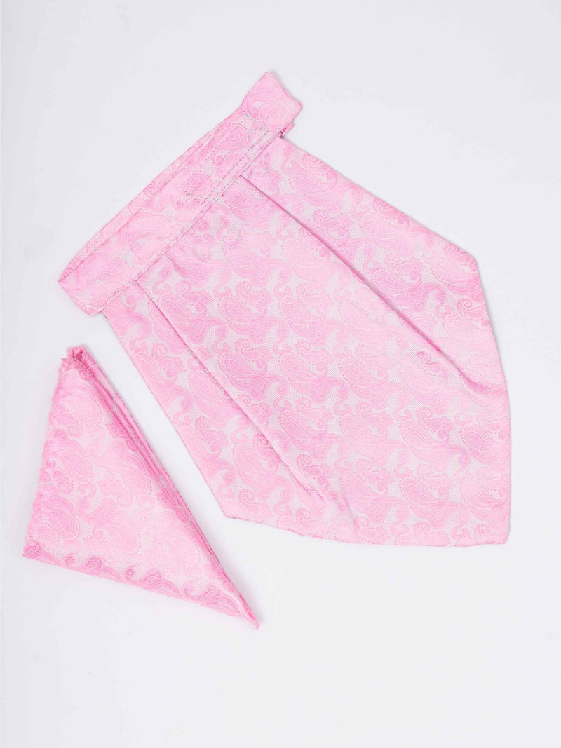 Pink Paisley Woven Cravat & Pocket Square Set - TOSSIDO