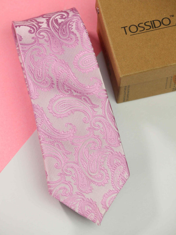 Pink Paisley Woven Necktie - TOSSIDO