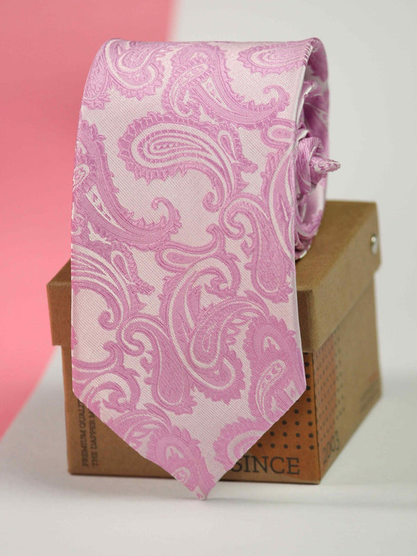 Pink Paisley Woven Necktie - TOSSIDO