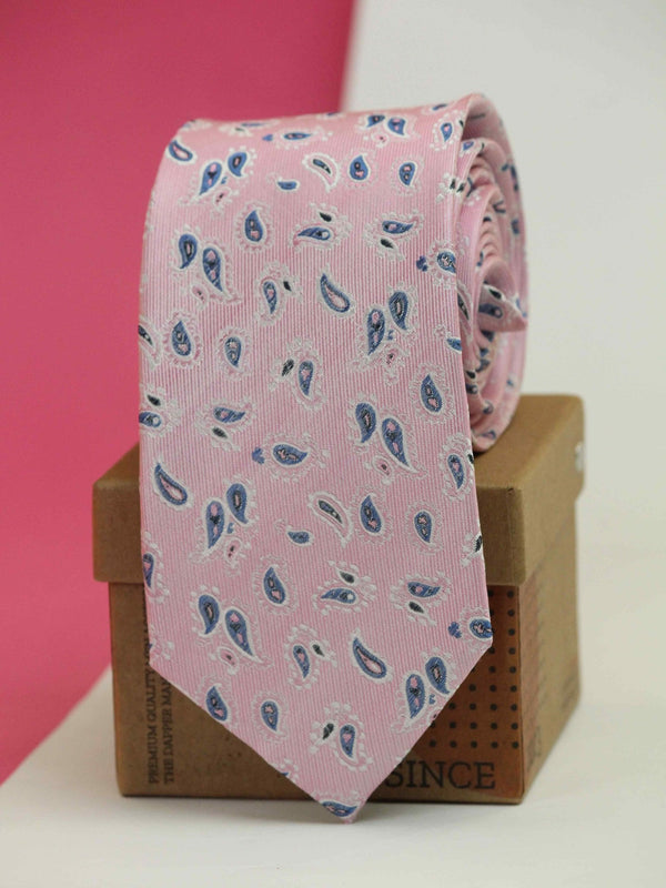 Pink Paisley Woven Silk Necktie - TOSSIDO