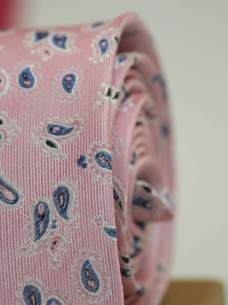 Pink Paisley Woven Silk Necktie - TOSSIDO