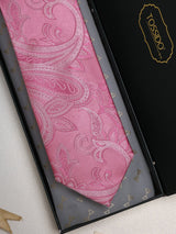 Pink Paisley Woven Silk Necktie - TOSSIDO