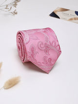 Pink Paisley Woven Silk Necktie - TOSSIDO