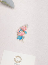 Pink Peony Pearl Cluster Brooch - TOSSIDO
