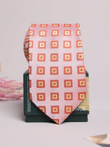Pink & Red Square Geometric Necktie - TOSSIDO