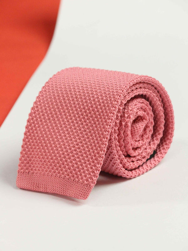 Pink Solid Knitted Necktie - TOSSIDO