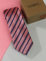 Pink Stripe Woven Necktie - TOSSIDO