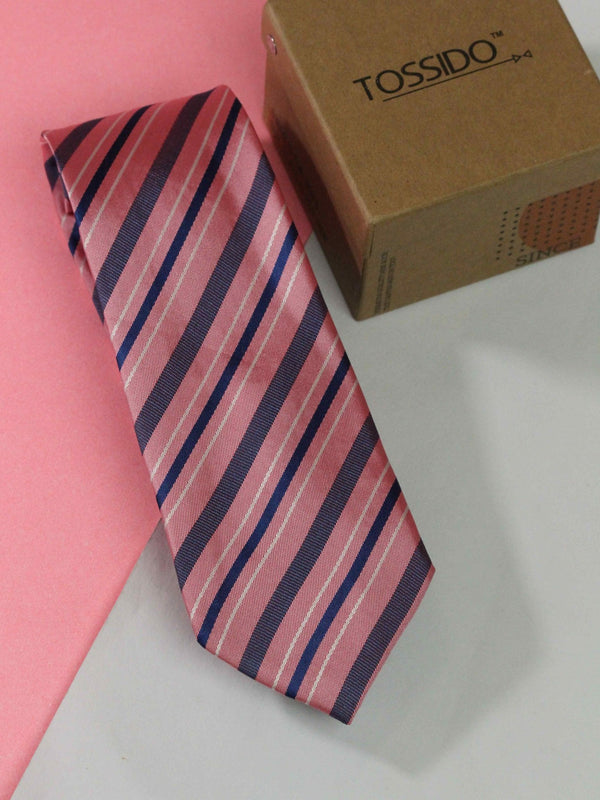 Pink Stripe Woven Necktie - TOSSIDO