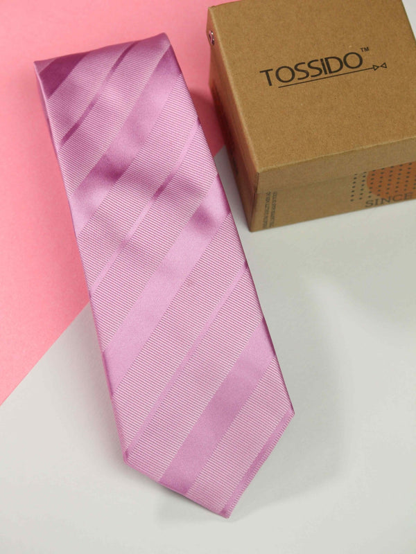 Pink Stripe Woven Necktie - TOSSIDO