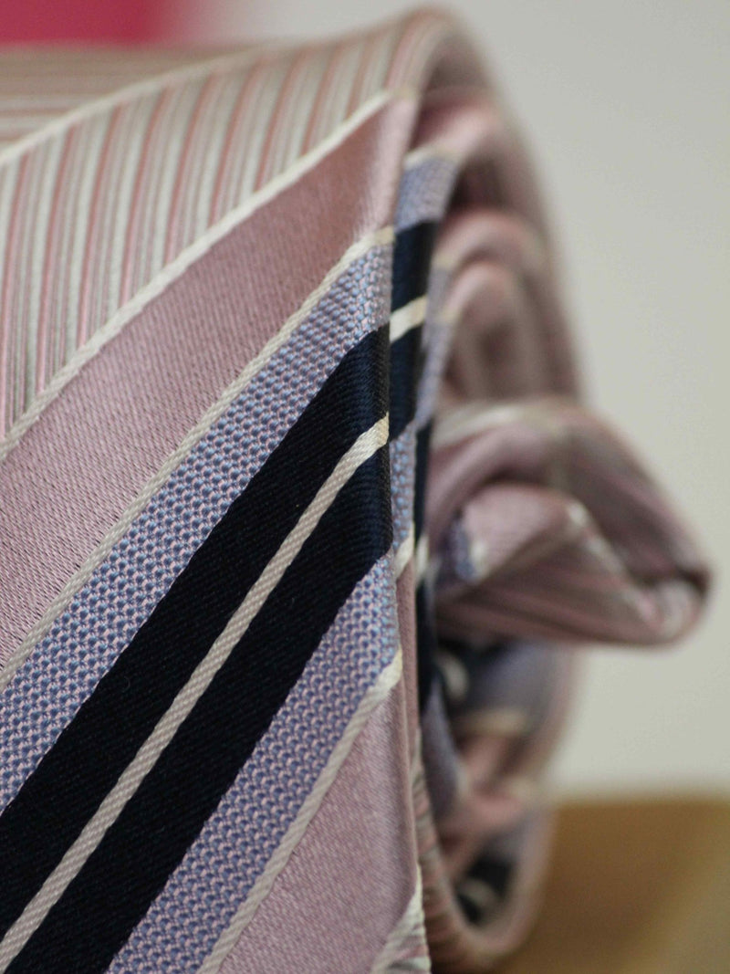 Pink Stripe Woven Silk Necktie - TOSSIDO