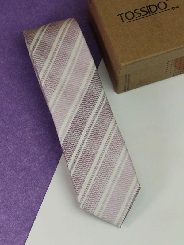 Pink Stripe Woven Silk Necktie - TOSSIDO