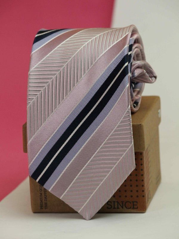 Pink Stripe Woven Silk Necktie - TOSSIDO