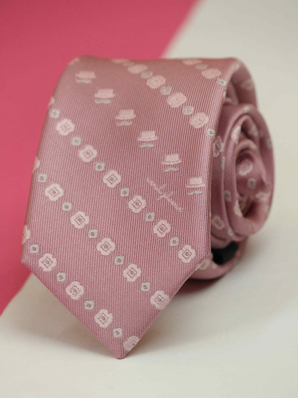 Pink Stripe Woven Silk Necktie - TOSSIDO