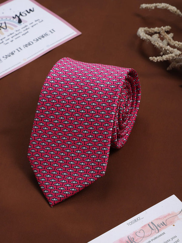 Pink Umbrella Printed Necktie - TOSSIDO