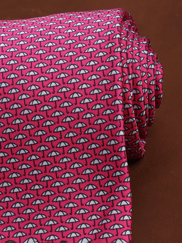 Pink Umbrella Printed Necktie - TOSSIDO