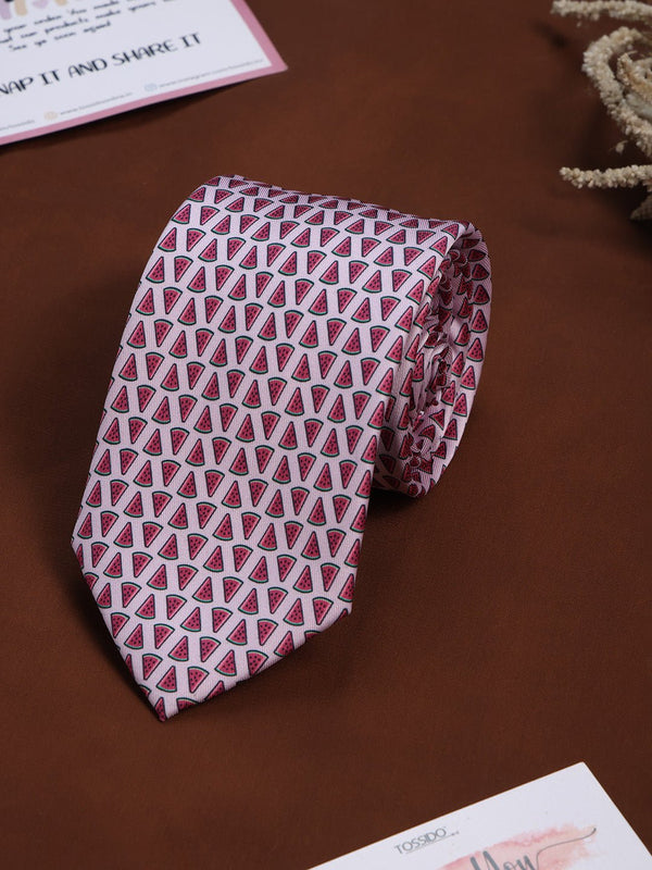 Pink Watermelon Printed Necktie - TOSSIDO