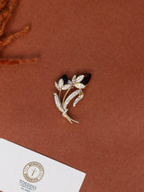 Plum Crystal Tulip Spray Brooch