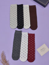 Polka Dot Frill Cuff Socks – Pack of 7 - TOSSIDO