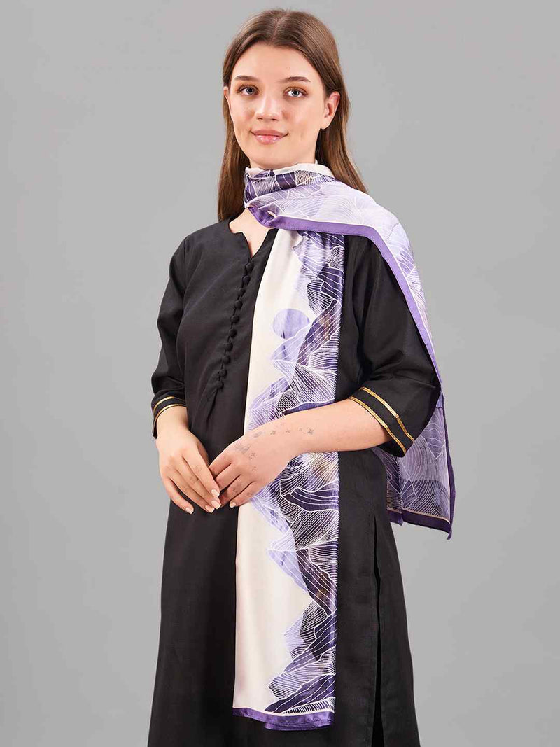 Purple Abstract Printed Stole - TOSSIDO