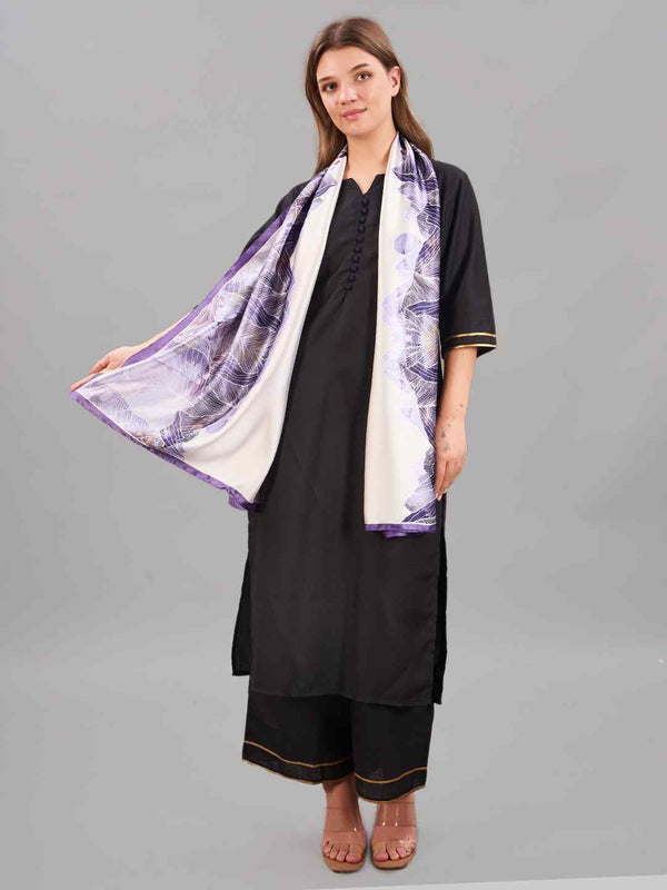 Purple Abstract Printed Stole - TOSSIDO