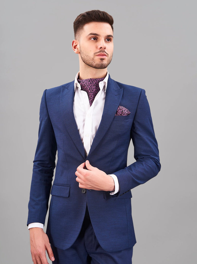 Purple Abstract Woven Cravat & Pocket Square Set - TOSSIDO