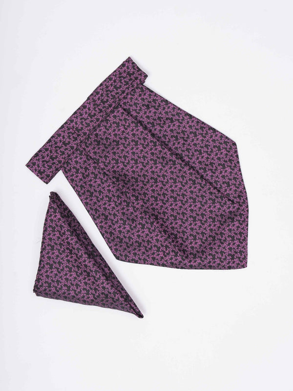 Purple Abstract Woven Cravat & Pocket Square Set - TOSSIDO