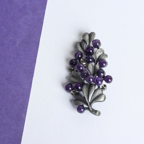 Purple Beads Floral Brooch - TOSSIDO