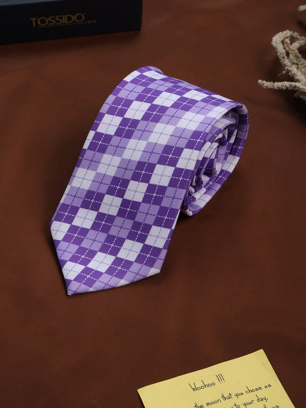 Purple Check Micro Fiber Necktie - TOSSIDO