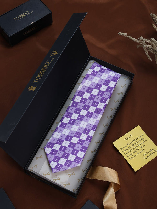 Purple Check Micro Fiber Necktie - TOSSIDO