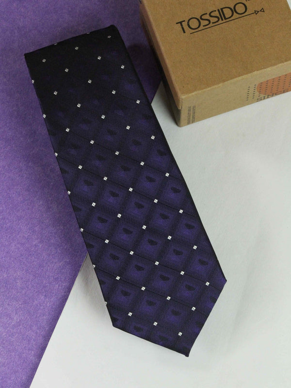 Purple Check Woven Necktie - TOSSIDO