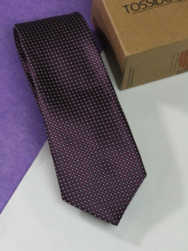 Purple Check Woven Necktie - TOSSIDO