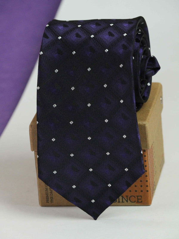 Purple Check Woven Necktie - TOSSIDO