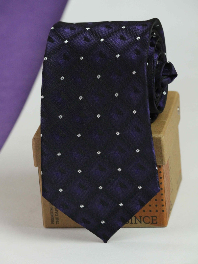 Purple Check Woven Necktie - TOSSIDO