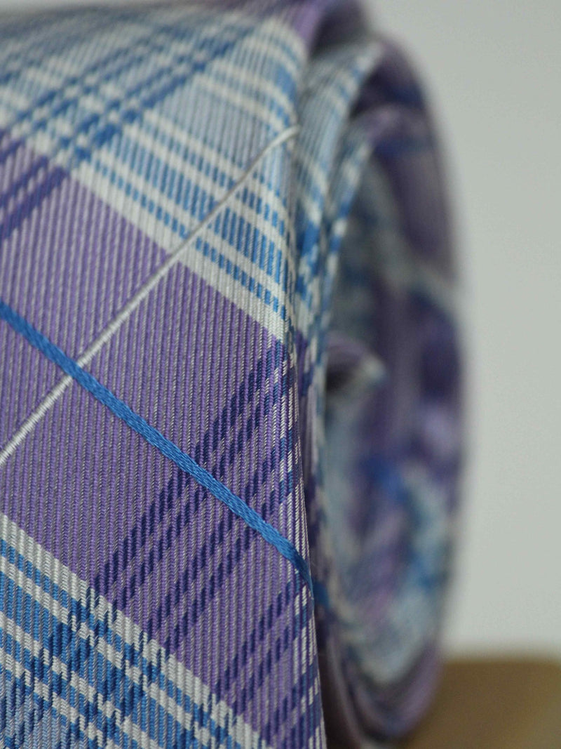 Purple Check Woven Silk Necktie - TOSSIDO