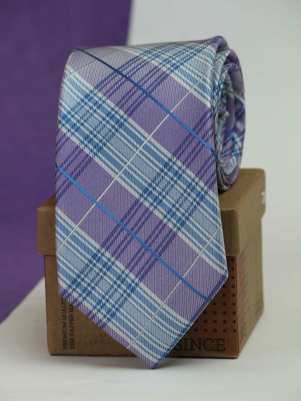Purple Check Woven Silk Necktie - TOSSIDO