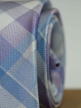 Purple Check Woven Silk Necktie - TOSSIDO