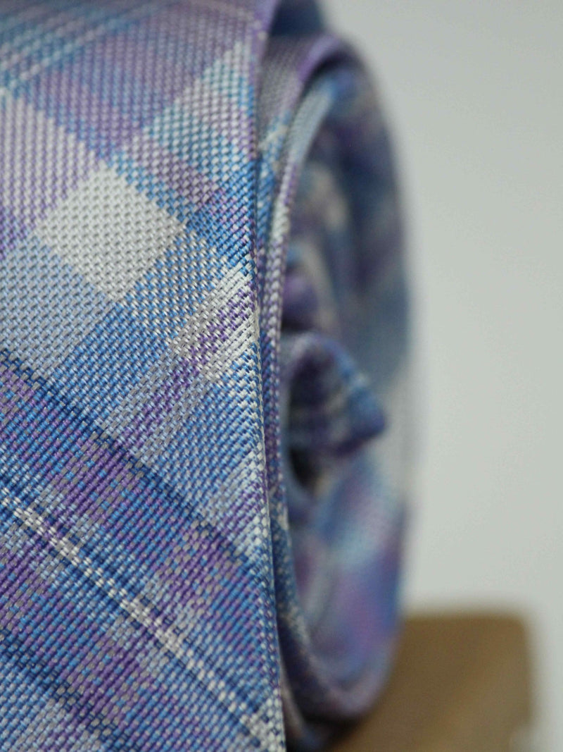 Purple Check Woven Silk Necktie - TOSSIDO