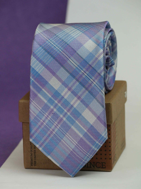 Purple Check Woven Silk Necktie - TOSSIDO