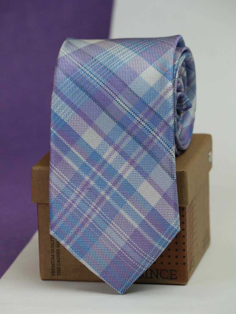 Purple Check Woven Silk Necktie - TOSSIDO