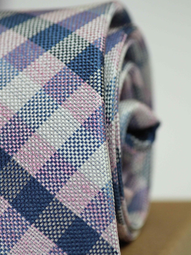 Purple Check Woven Silk Necktie - TOSSIDO
