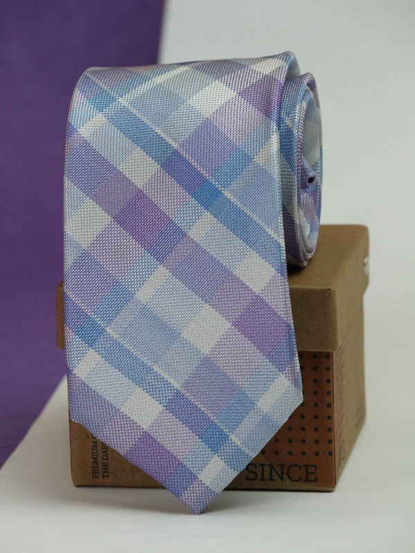 Purple Check Woven Silk Necktie - TOSSIDO