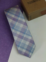 Purple Check Woven Silk Necktie - TOSSIDO