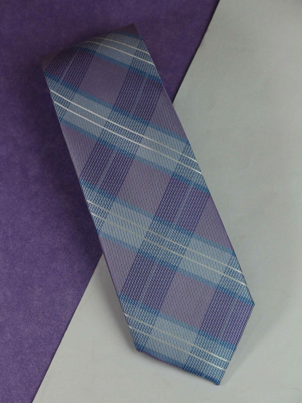 Purple Check Woven Silk Necktie - TOSSIDO